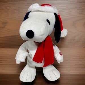 Peanuts Santa Snoopy Plush 13" Animated‎ Walking Christmas 2014 Works